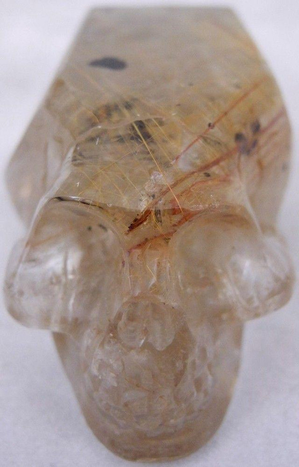 Raven's Bronze Rutilated Quartz Crystal Skull Wand