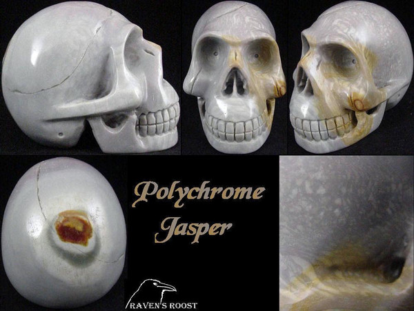 Raven's Carved Polychrome Jasper Crystal Skull