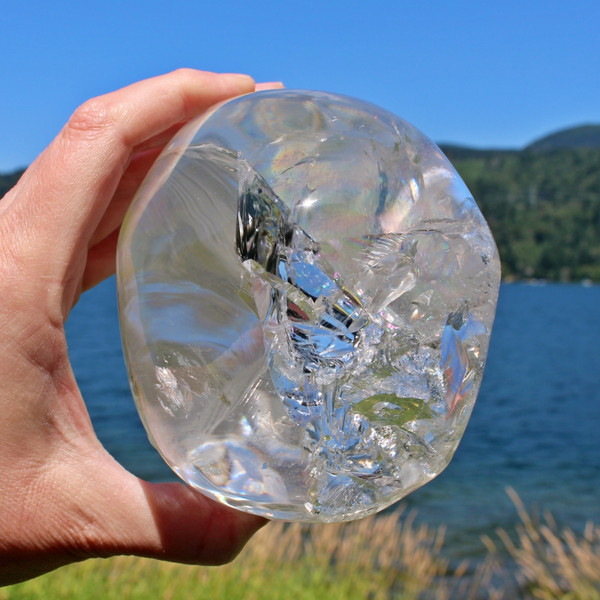 Raven's Premium Style Ultra Clear Rainbow Quartz Crystal Skull