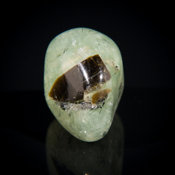 Green Garnet Tumbled Stone Tourmalinated