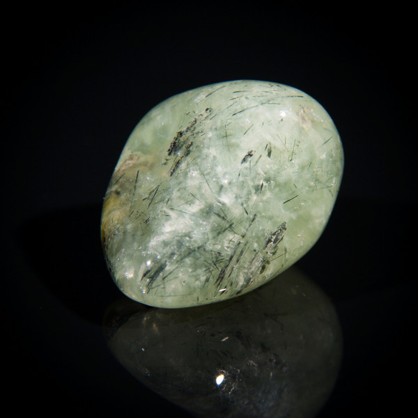 Green Garnet Tumbled Stone Tourmalinated