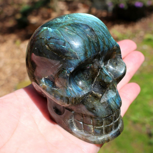 Labradorite Crystal Skull Carving 3.1" ~ Blue Fire Crown Chakra