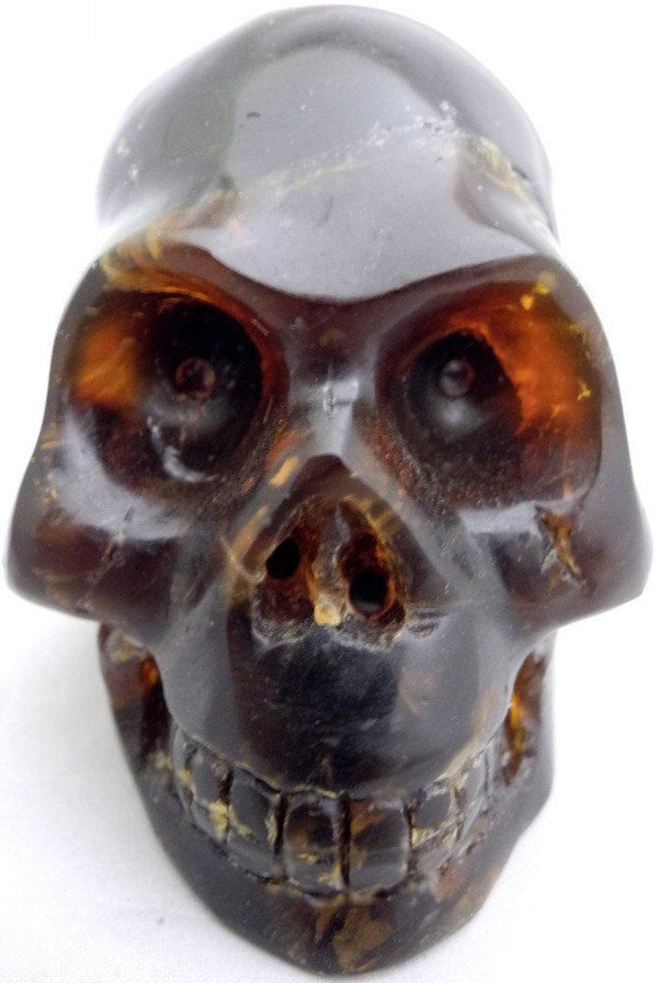 Raven's Hand Carved Classic Style Amber Crystal Skull
