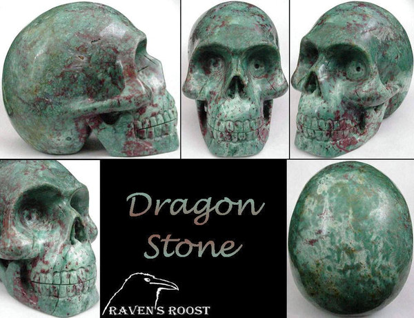 Raven's Carved Huge Dragonstone Crystal Skull