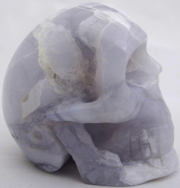 Raven's Carved Blue Chalcedony Crystal Skull 1