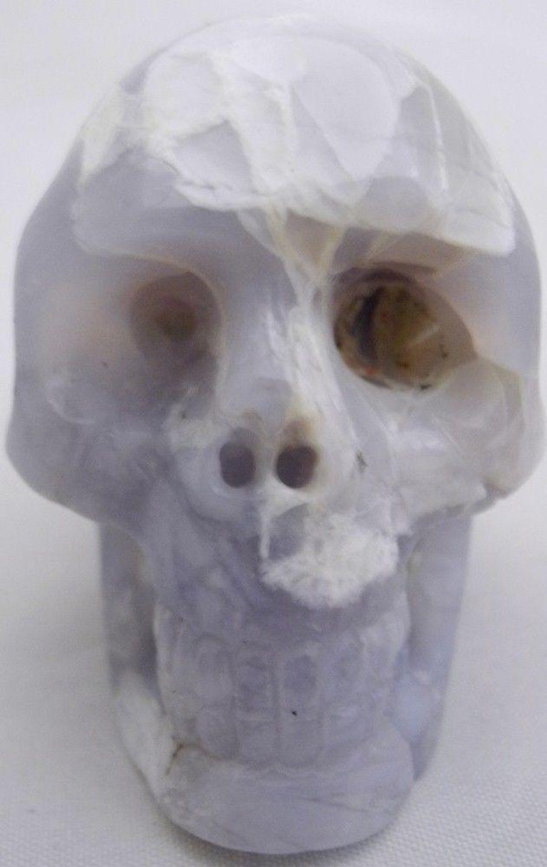Raven's Blue Chalcedony Crystal Skull Carving