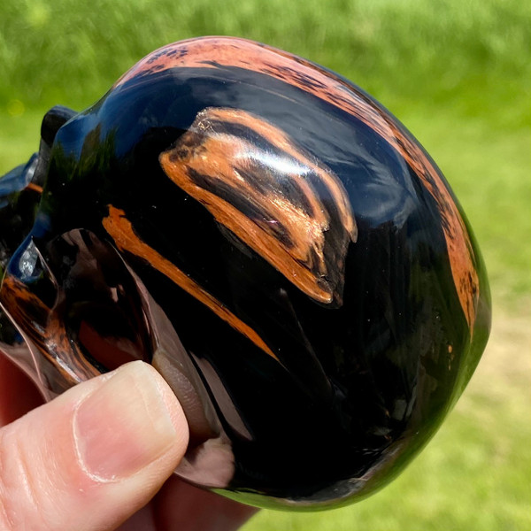Raven's Exquisite Premium Carved Mahogany Obsidian Crystal Skull
