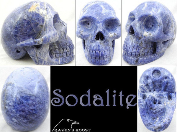 Raven's Carved Classic Style Sodalite Crystal Skull