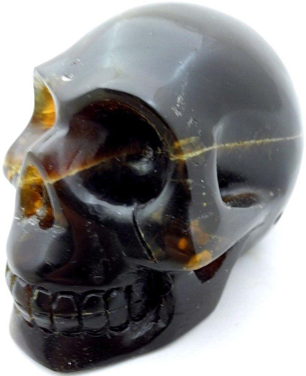 Raven's Hand Carved Classic Style Amber Crystal Skull