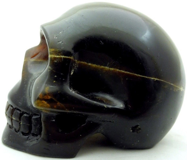 Raven's Hand Carved Classic Style Amber Crystal Skull