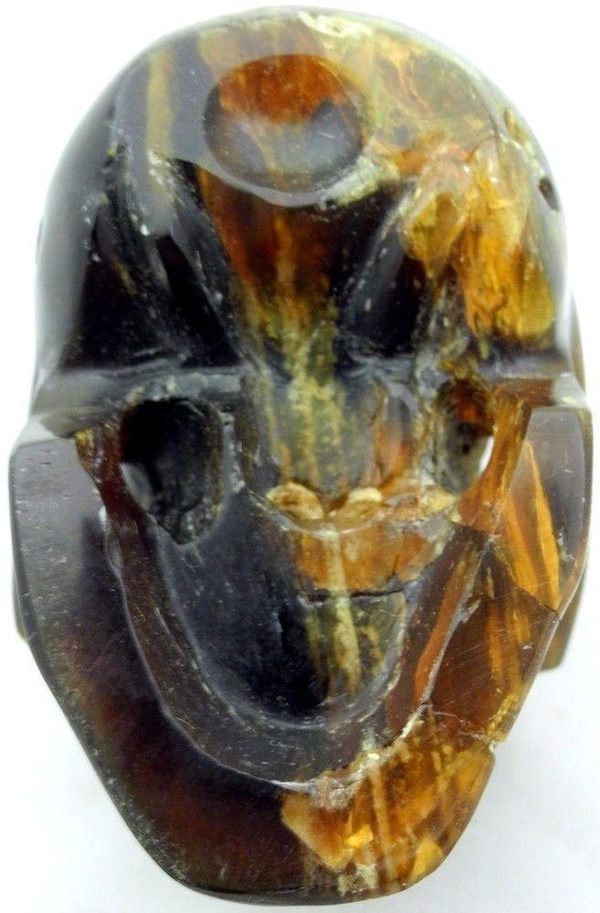 Raven's Hand Carved Classic Style Amber Crystal Skull