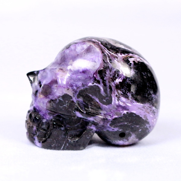 High Contrast Purple Charoite Crystal Skull 1.6"
