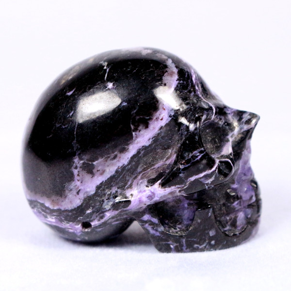 High Contrast Purple Charoite Crystal Skull 1.6"