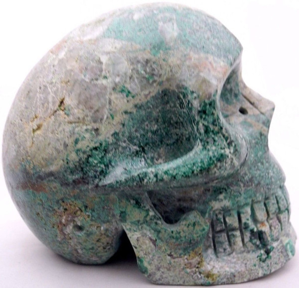 Raven's Perrico Chico Chrysocolla-Malachite Carved Crystal Skull
