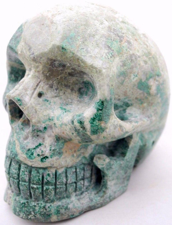 Raven's Perrico Chico Chrysocolla Malachite Carved Crystal Skull