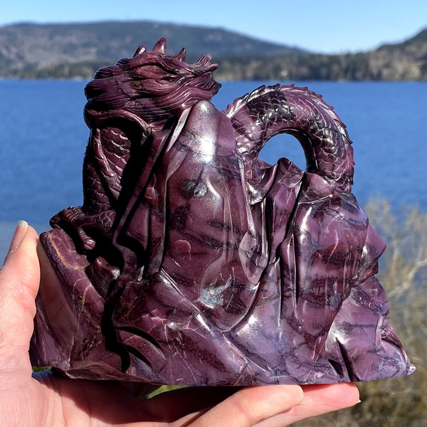 Raven's Carved  Gigantic Masterpiece Gem Sugilite Crystal Dragon