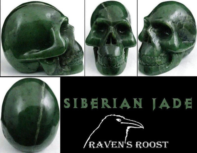 Raven's Carved Siberian Jade Crystal Skull