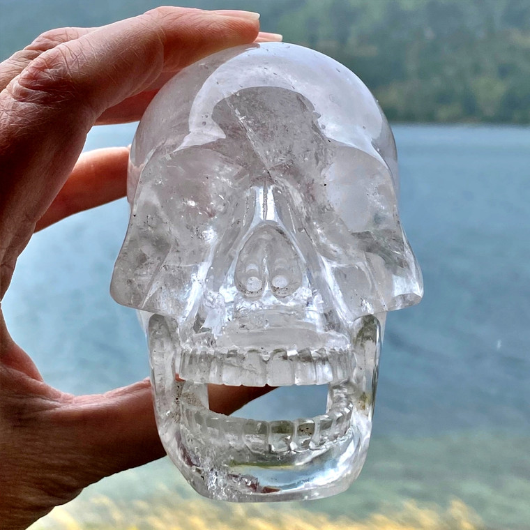 Raven's Carved Clear Quartz Singing Crystal Skull