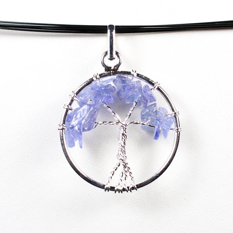 Tanzanite Crystal Wire Wrapped Gemstone Sterling Silver Pendant