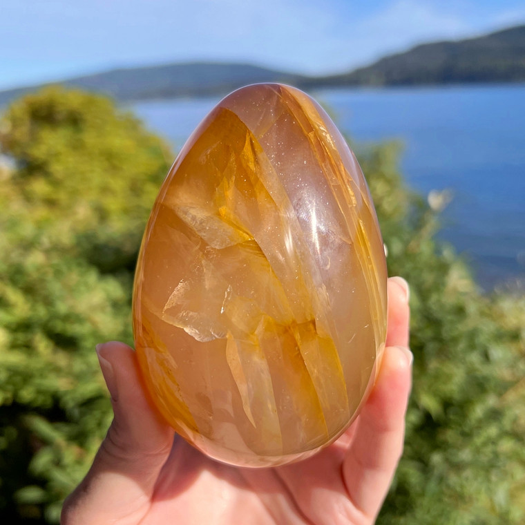 Golden Healer Star Quartz Gemstone Crystal Egg ~ Asterism