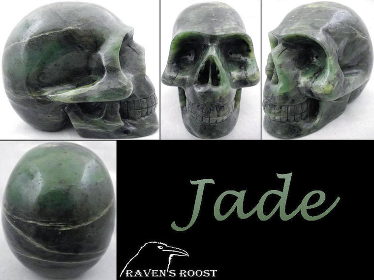 Raven's Carved Russian Jade Crystal Skull