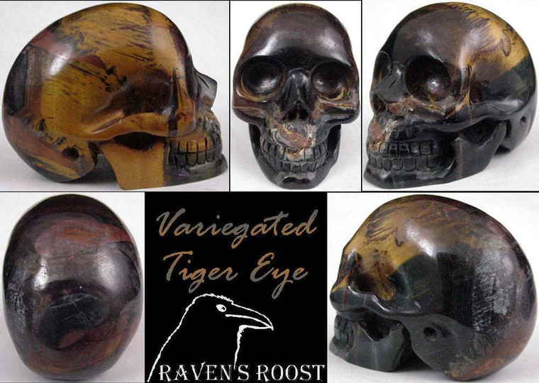 Raven's Carved Variegated Hawkseye Crystal Skull