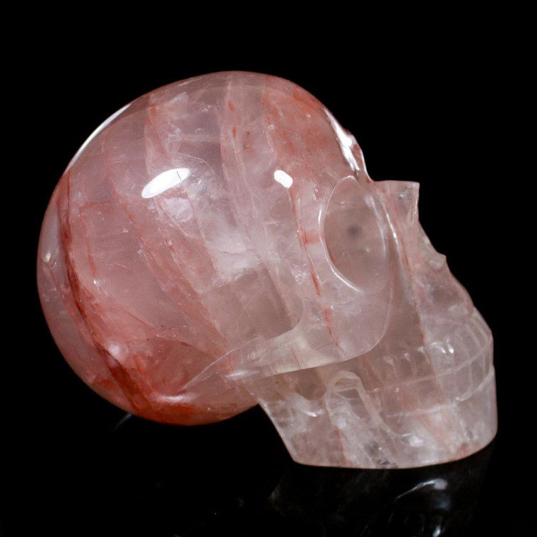 Life Size Red Fire Quartz Hematite Included Crystal Skull 6.5"