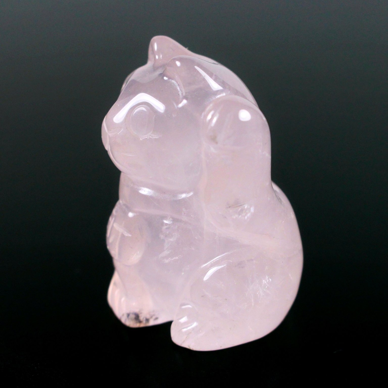Gem Rose Quartz Lucky Cats Carving Maneki Neko