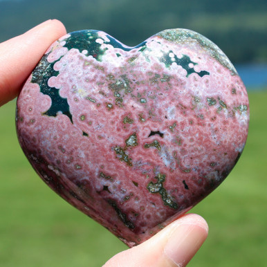 オーシャンジャスパー　BIG　ハート　カラフル　マダガスカル産　396g Big Colorful Ocean Jasper Crystal Gemstone Heart