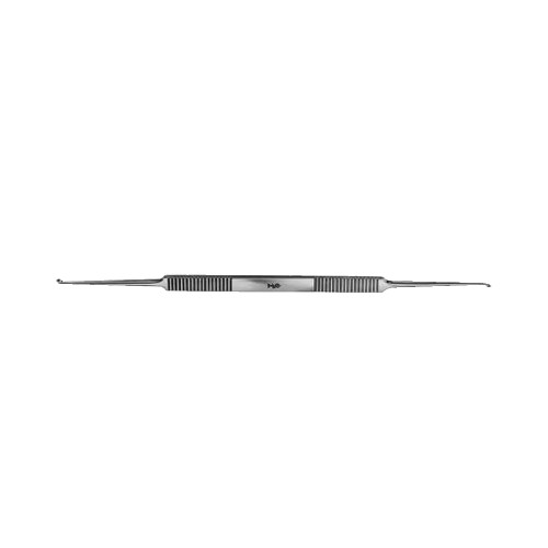 Aesculap HOUSE Bone Curette, Straight, 150mm (6IN), DE, Oval Cups, 1.0 + 1.2mm