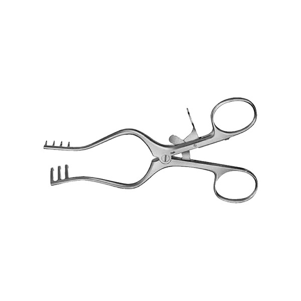 Aesculap Weitlaner Retractor 5.125IN (130mm) Sharp, 3 x 4 Prongs