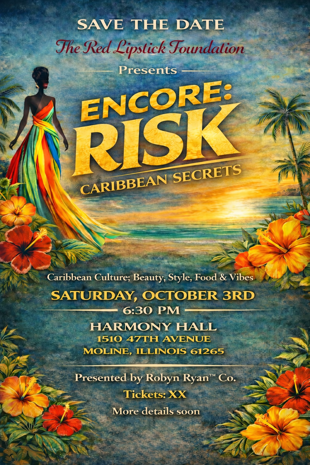 Save the Date flyer for the Red Lipstick Campaign f