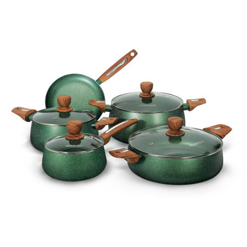 10PCS ELEGENZA SERIES NONSTICK GRANITE COATED COOKWARE SET-HW3690