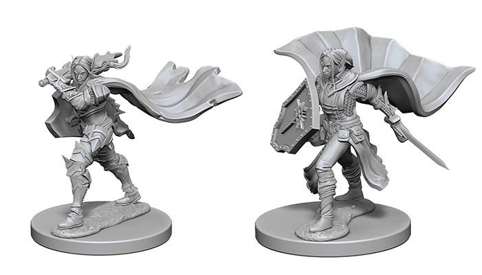 Figurine Pathfinder Deep Cuts - Elf Female Fighter - Miniature Non Peinte, Prête à Peindre, Pré-apprêtée - 2 Pièces