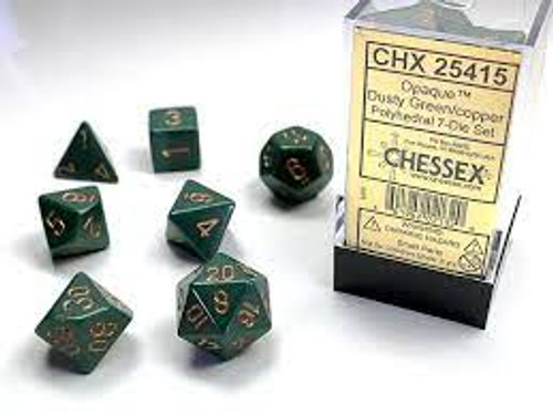 Chessex: 7Ct Opaque Polyhedral Dice Set Dusty Green/Copper (CHX25415)