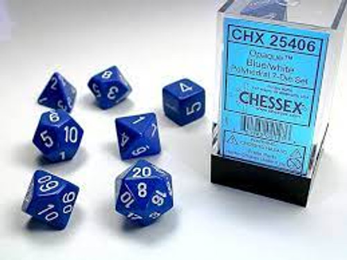 Chessex: 7Ct Opaque Polyhedral Dice Set Blue/White (CHX25406)