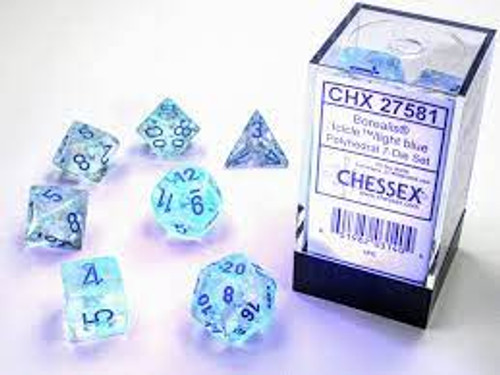 Chessex: 7Ct Borealis Polyhedral Dice Set Icicle/Lt Blue (CHX27581)