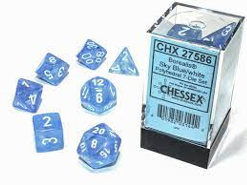Chessex: 7Ct Borealis Polyhedral Dice Set Sky Blue/White (CHX27586)