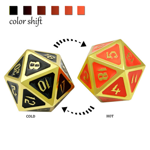 DnDWoW: Large D20 30mm Color Shift Dice: Gold Magma (BWGHR)