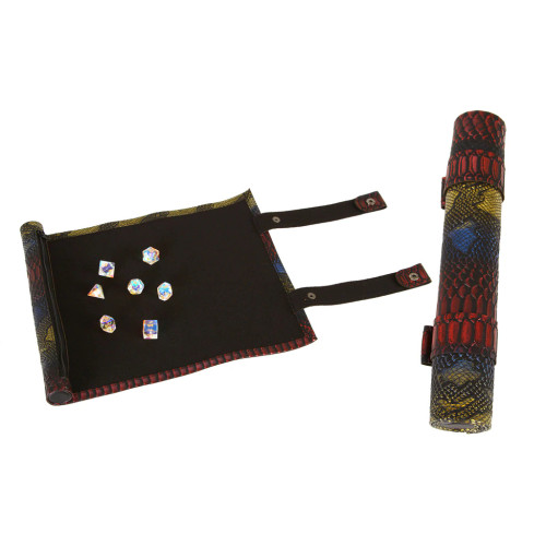Scroll Dice Tray with Dice Storage: Rainbow Scroll Dice Tray with Dice Storage: Rainbow