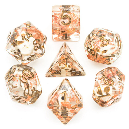 Skull and Copper Foil Polyhedral Dice Set