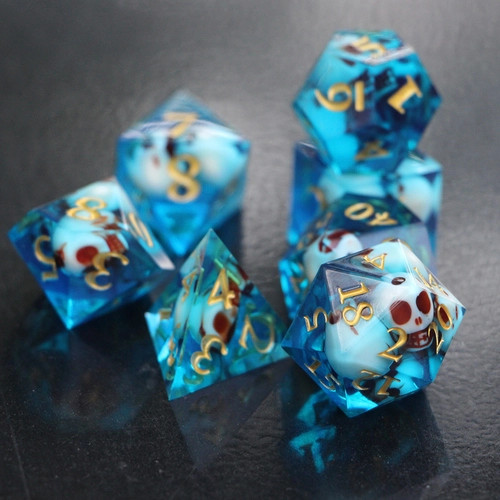 DnDWoW: Sharp Edge 7Ct Polyhedral Set: Blue Skull