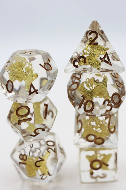 Gilded Butterfly Polyhedral Dice Set