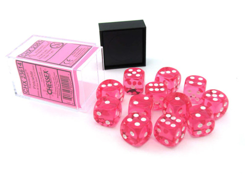 Chessex: 12Ct Translucent D6 Dice Set: Pink/white