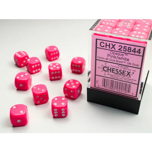 Chessex: 36Ct Opaque D6 Dice Set: Pink/white