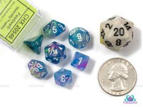 Chessex: 7Ct Festive Mini-Polyhedral Dice Set: Waterlily/white