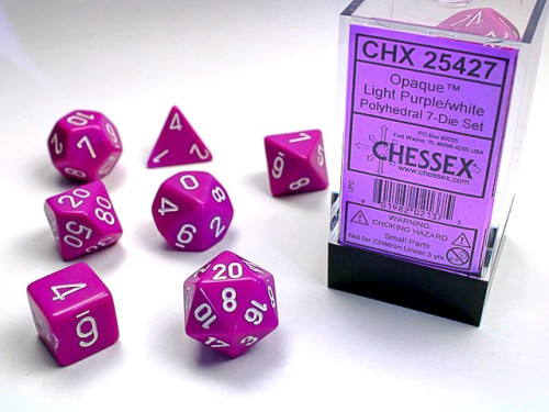Chessex: 7Ct Opaque Polyhedral Dice Set: Light Purple/white