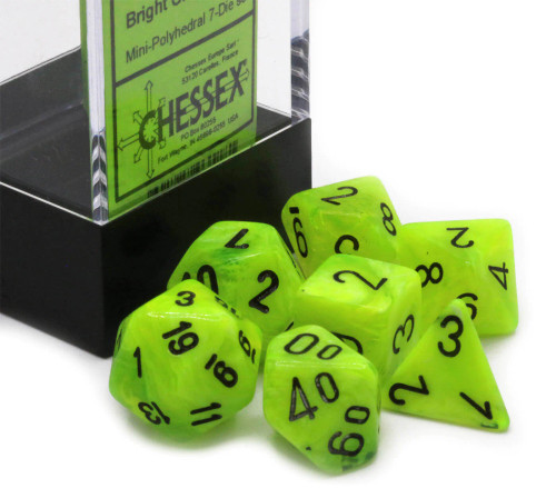 Chessex: 7Ct Vortex Mini-Polyhedral Dice Set: Bright Green/black