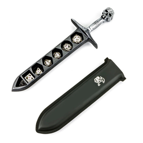 Dice Case with Sheath: Silver Grim Dagger Dice Case with Sheath: Silver Grim Dagger