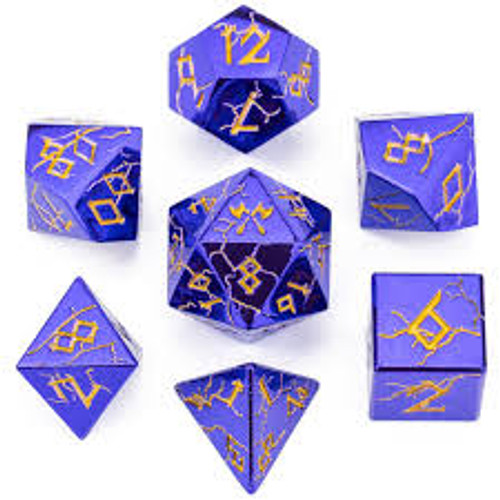 Solid Metal Barbarian Dice Set: Shiny Purple with Gold Solid Metal Barbarian Dice Set: Shiny Purple with Gold